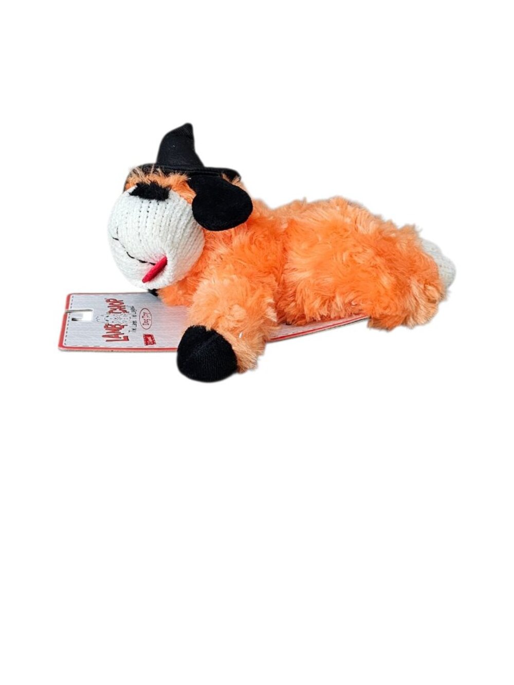Multipet Halloween Lamb Chop Plush Squeaker Dog Holiday Toy New Orange Black